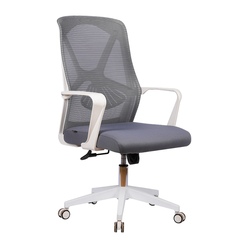 Comfortable Sedentary Practical Modern Gray Mesh Chair With White Frame