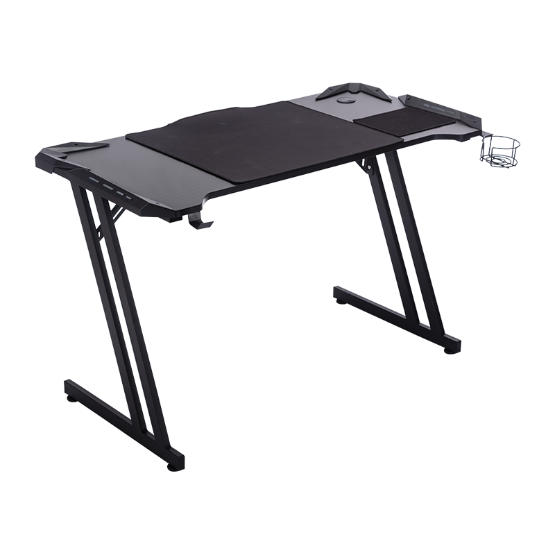 Double Z-Frame Pc Desk Ergonomic Home And Office Gaming Table With RGB Gaming Light
